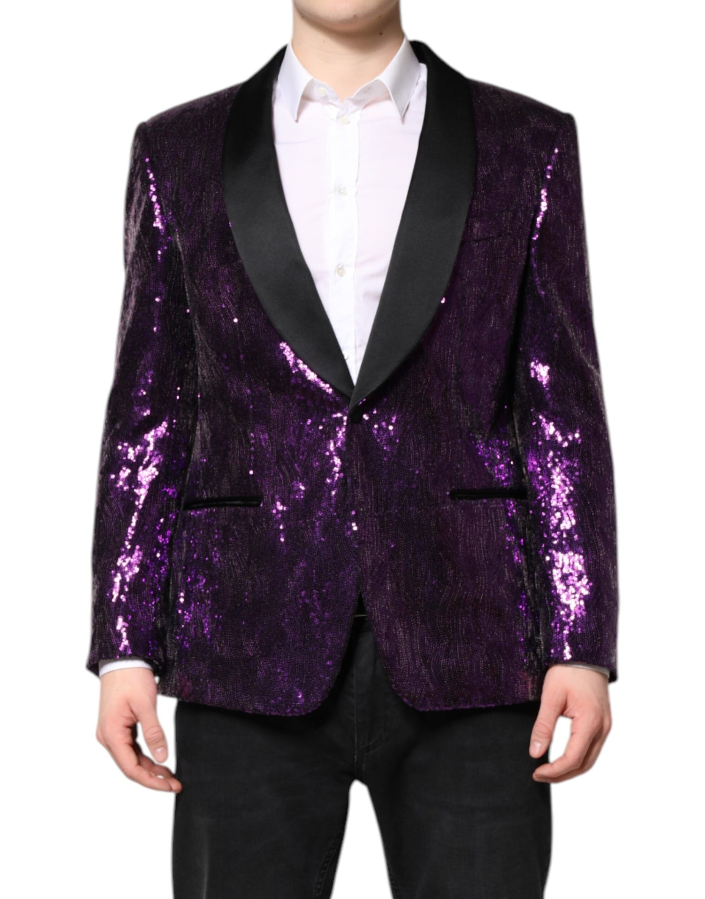 Dolce & Gabbana Lila SICILIA Manteljacke mit Paillettenverzierung