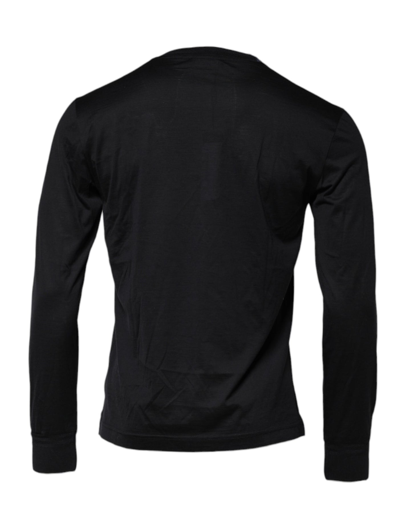 Dolce & Gabbana Dunkelblauer Seidenpullover mit Rundhalsausschnitt für Herren