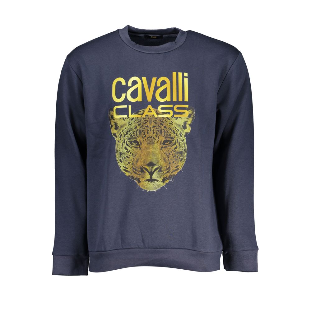Cavalli Class – Elegantes Fleece-Sweatshirt mit Rundhalsausschnitt in Blau