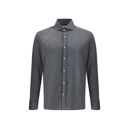 Brunello Cucinelli Gray Silk Shirt