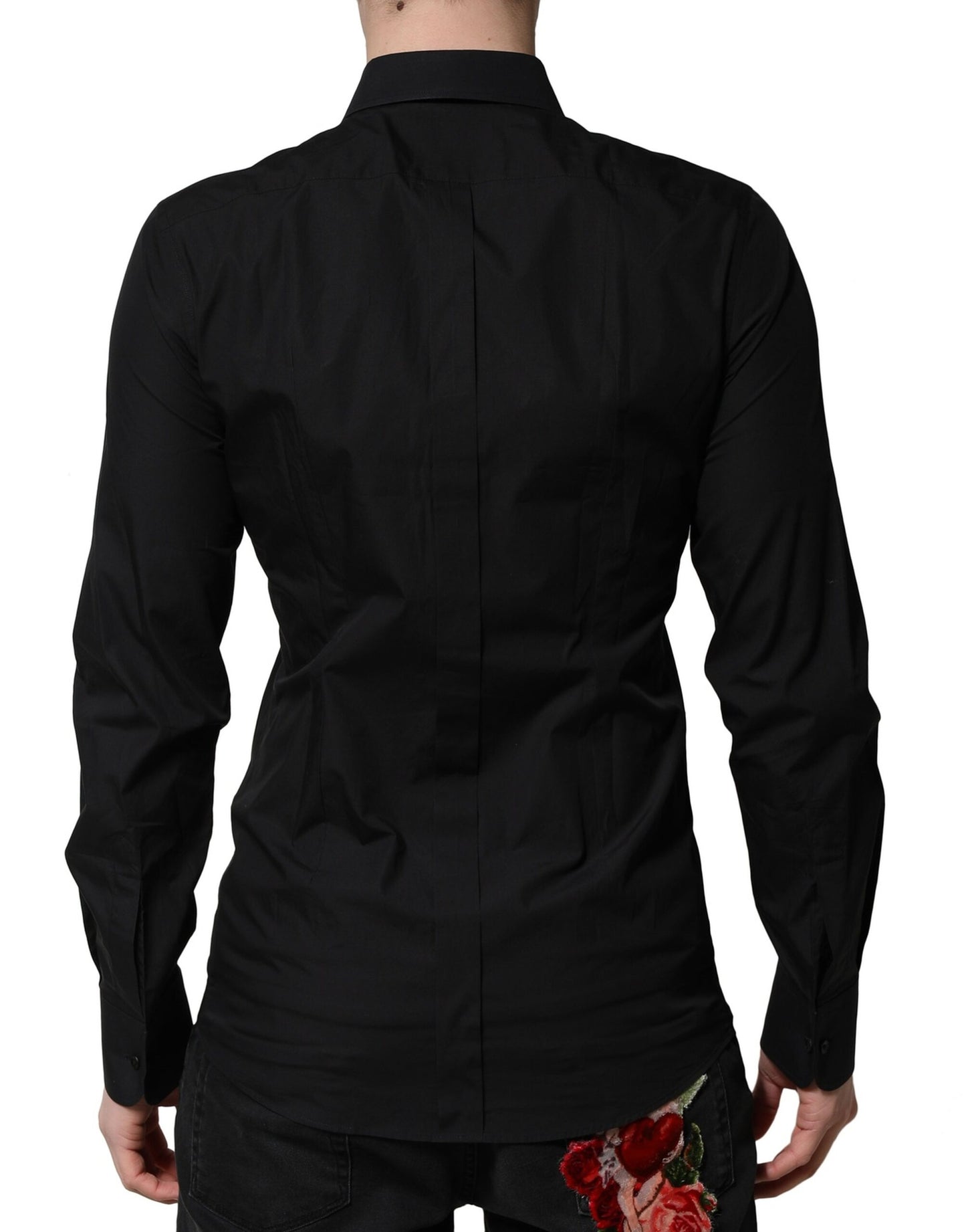 Dolce & Gabbana Schwarzes GOLD Langarm-Formelles Hemd