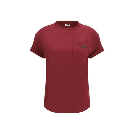 Brunello Cucinelli Bordeaux Cotton T-Shirt