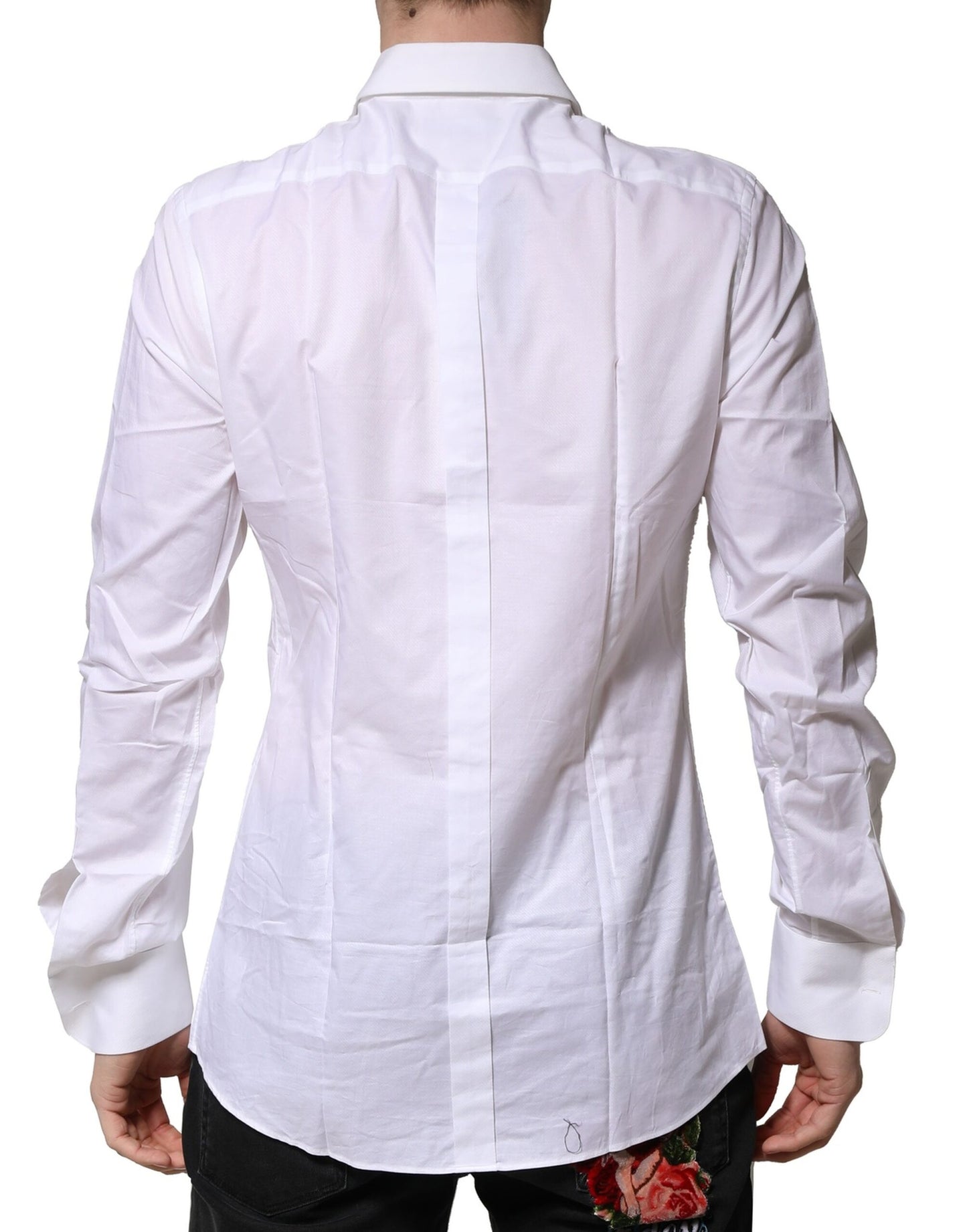 Dolce & Gabbana Weißes Bib Baumwollpopeline GOLD Herren Formelles Hemd