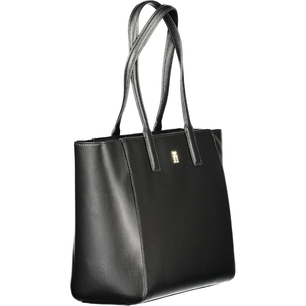 Tommy Hilfiger – Schwarze Handtasche aus recyceltem Polyester für Damen