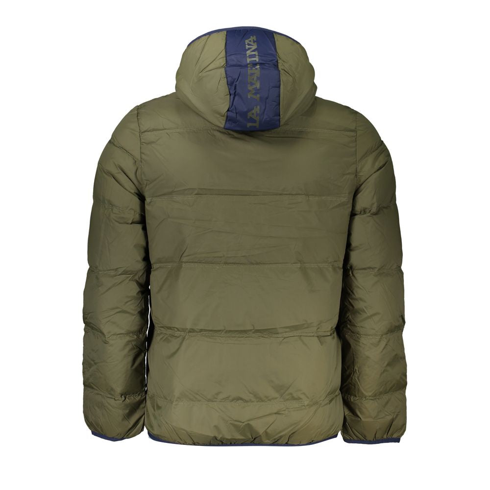 La Martina Elegante grüne Kapuzenjacke mit Kontrastdetails