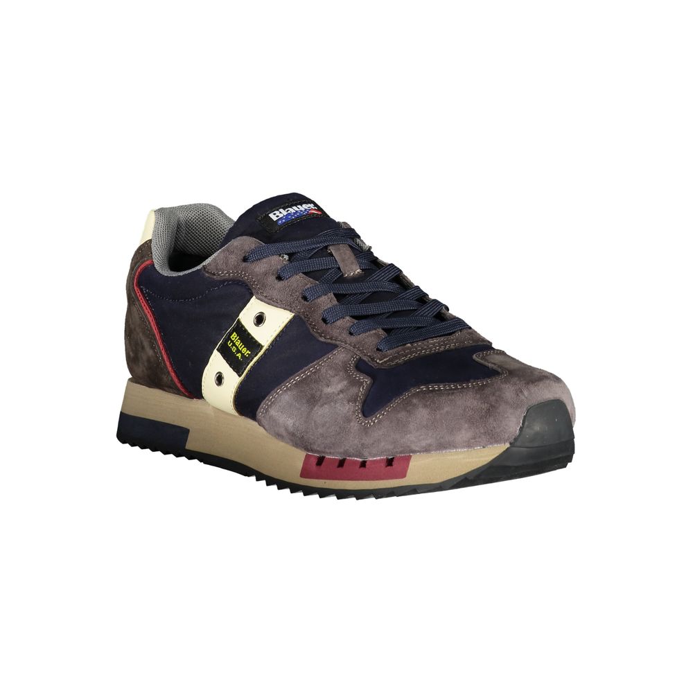 Blauer Sleek Blue Designer Sneakers mit Kontrastakzenten