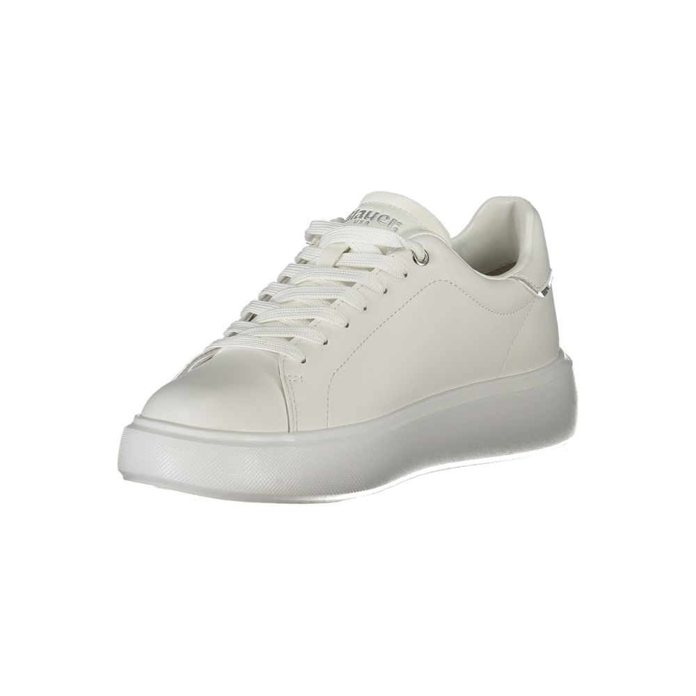 Blauer Damen Sneaker aus weißem Leder