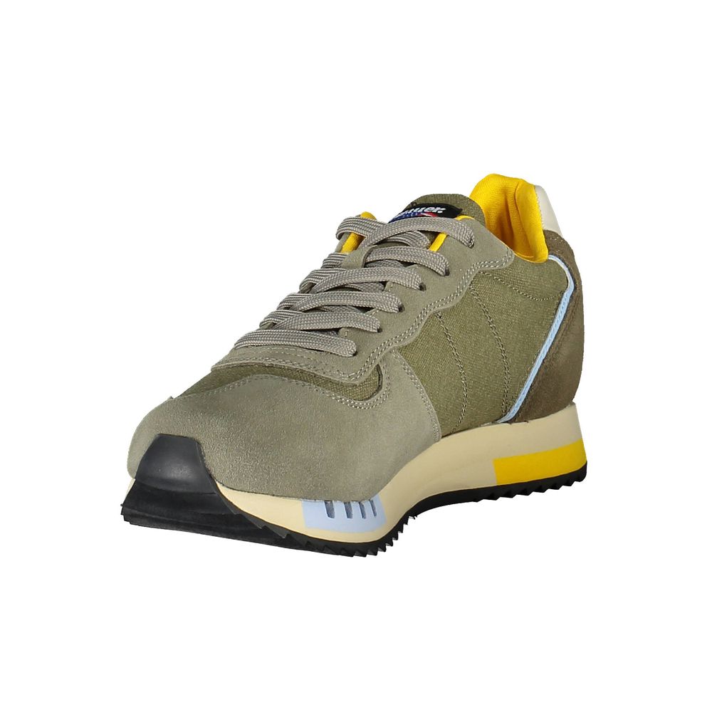 Blauer grüner Leder-Herren-Sneaker