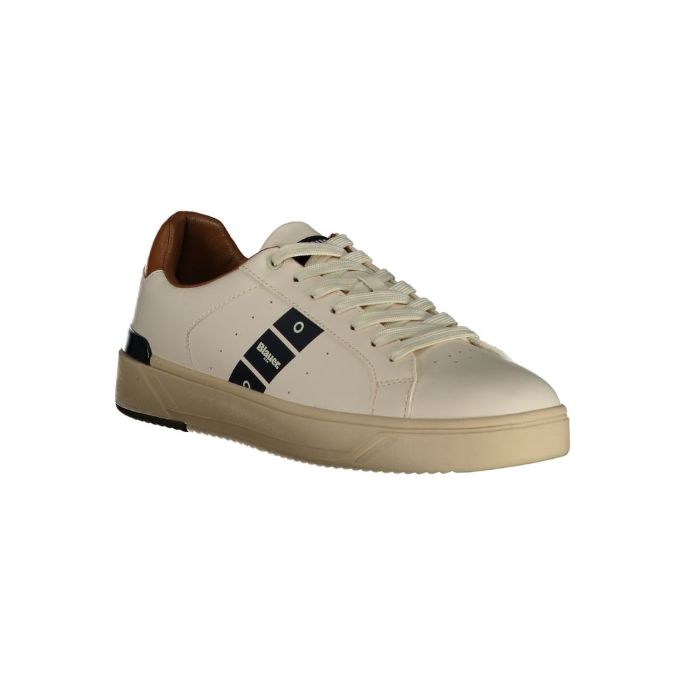 Blauer Herren-Sneaker aus weißem Leder