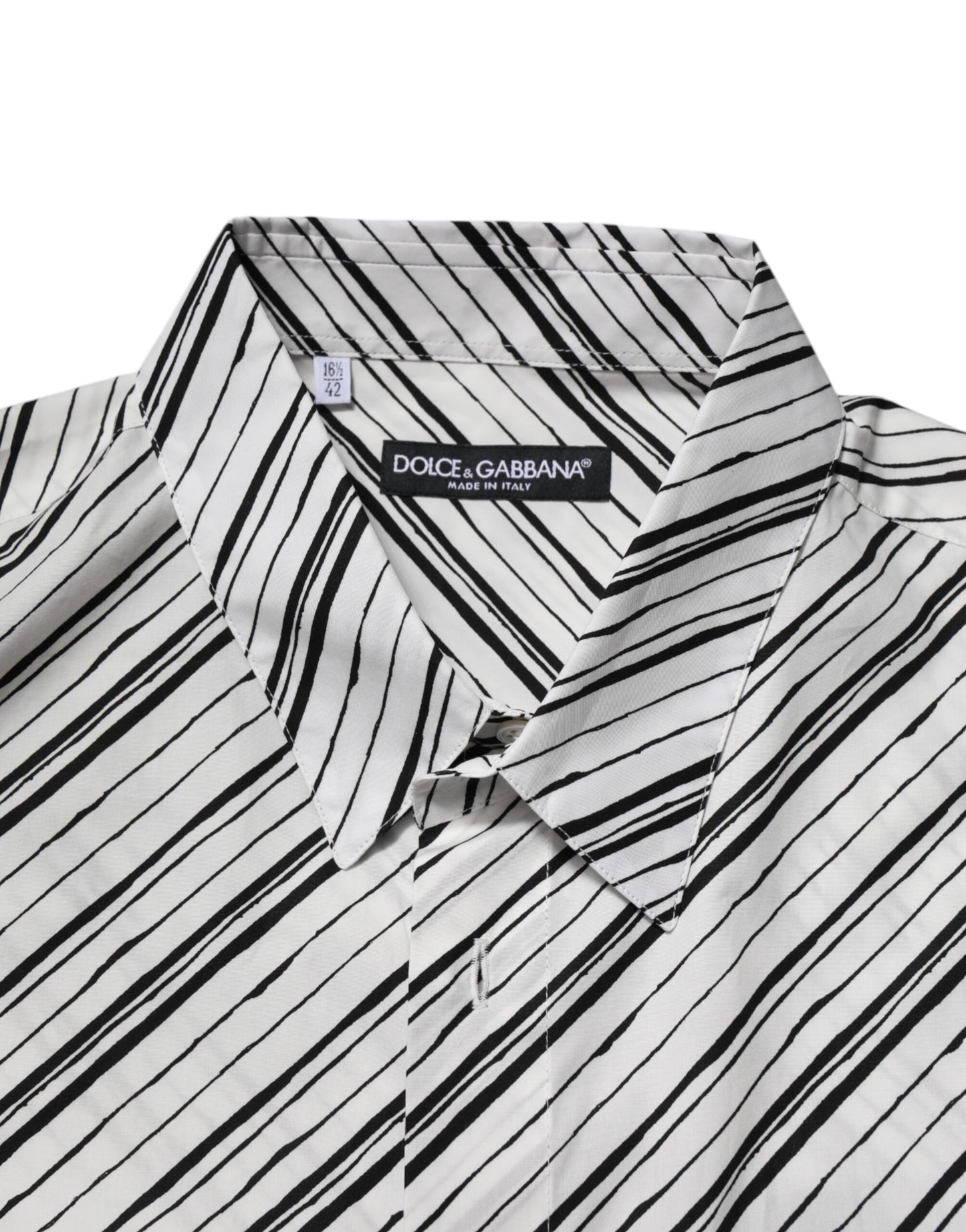 Dolce & Gabbana – Weißes, gestreiftes Langarmhemd für Herren