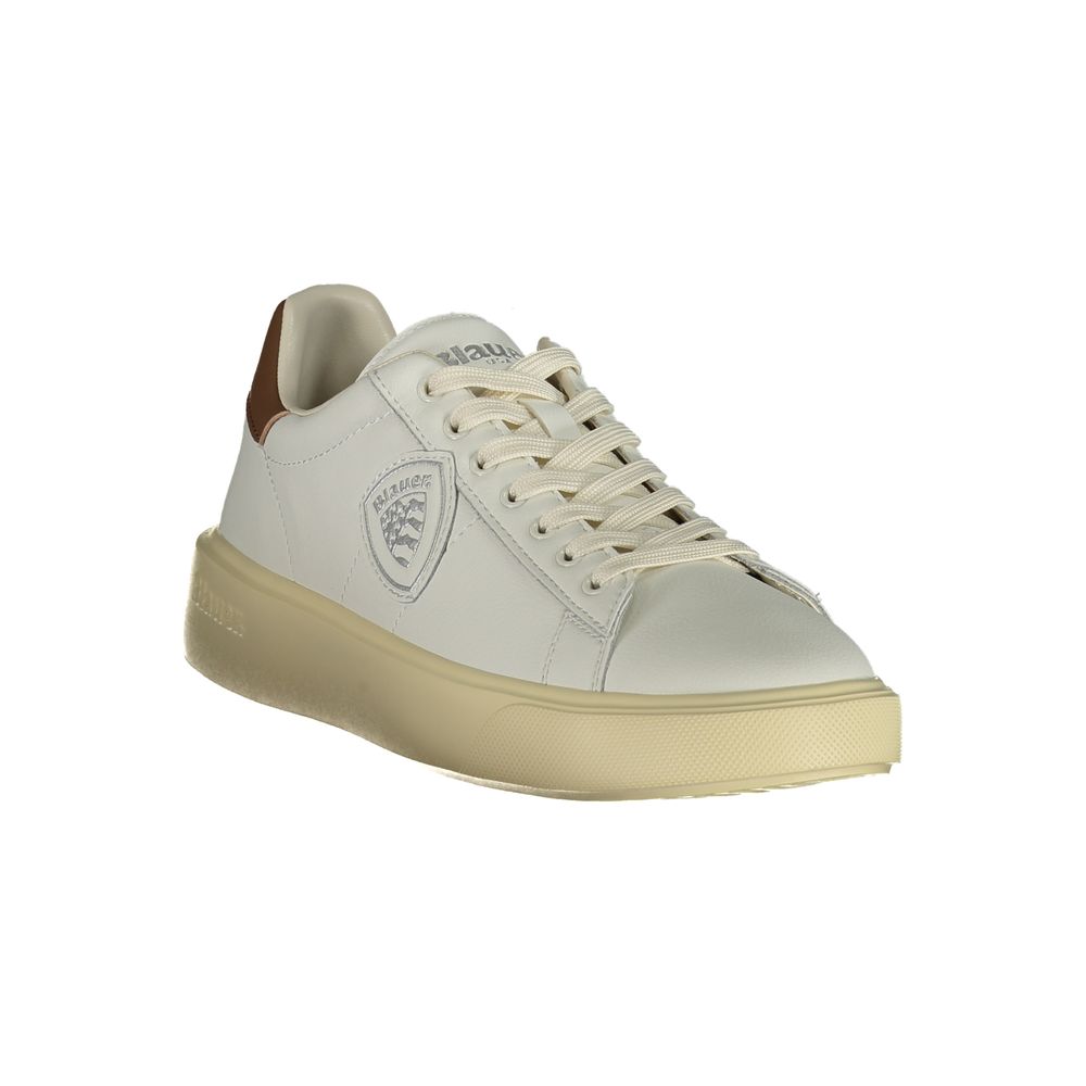 Blauer Herren-Sneaker aus weißem Leder