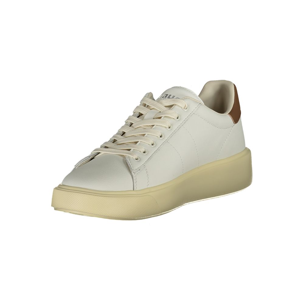 Blauer Herren-Sneaker aus weißem Leder