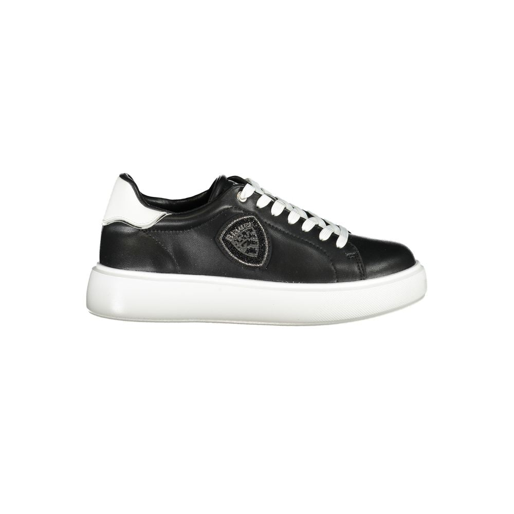 Blauer Damen-Sneaker aus schwarzem Leder