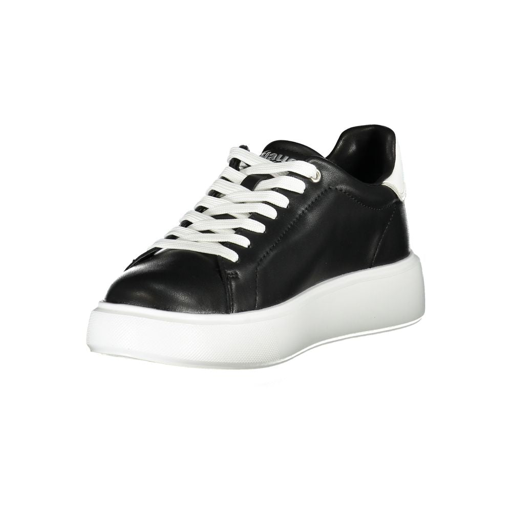 Blauer Damen-Sneaker aus schwarzem Leder