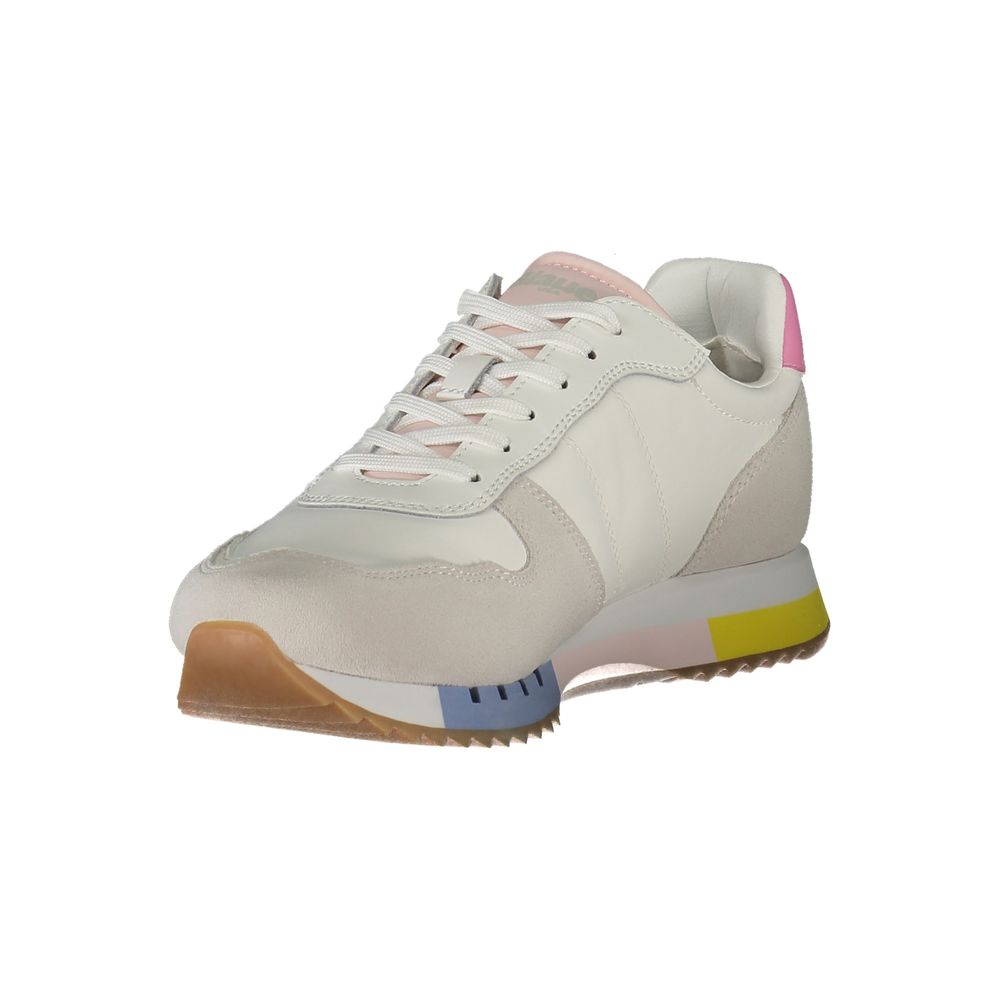 Blauer Damen Sneaker aus weißem Leder