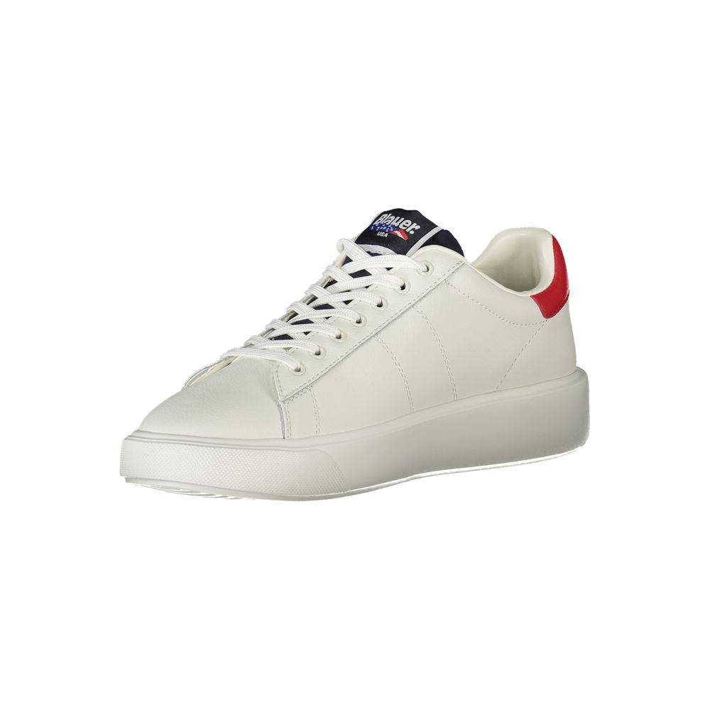 Blauer Herren-Sneaker aus weißem Leder