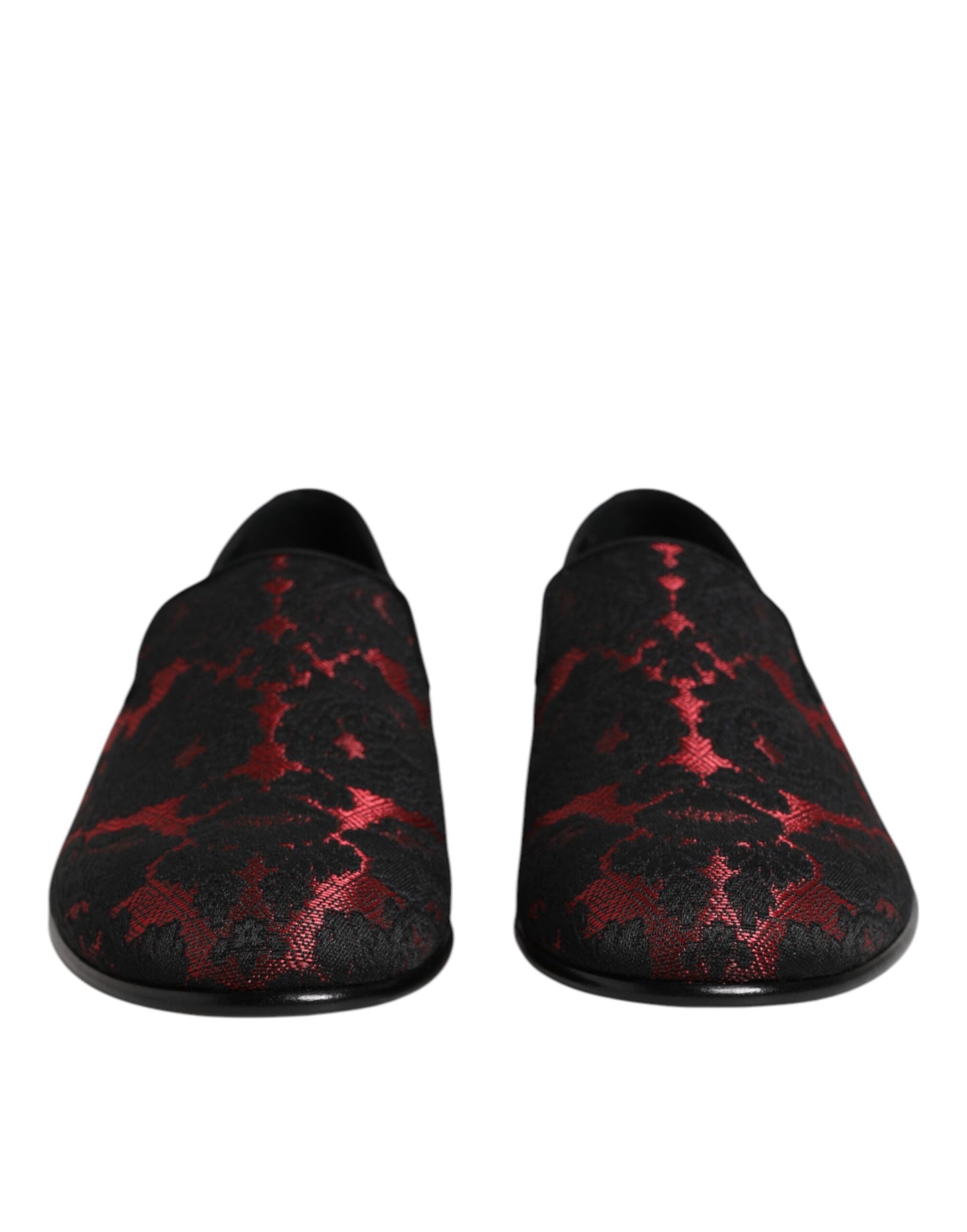Dolce & Gabbana – Slipper aus Jacquard in Rot und Schwarz