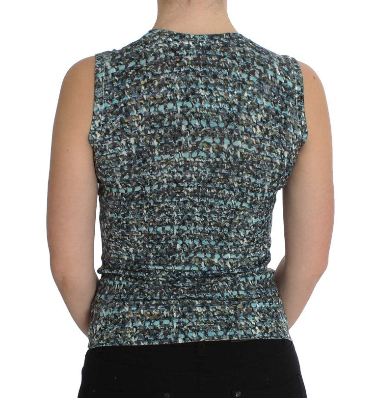 Dolce & Gabbana Blauer Wollpullover Ärmelloser Pullover