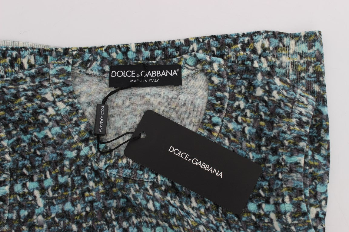 Dolce & Gabbana Blauer Wollpullover Ärmelloser Pullover