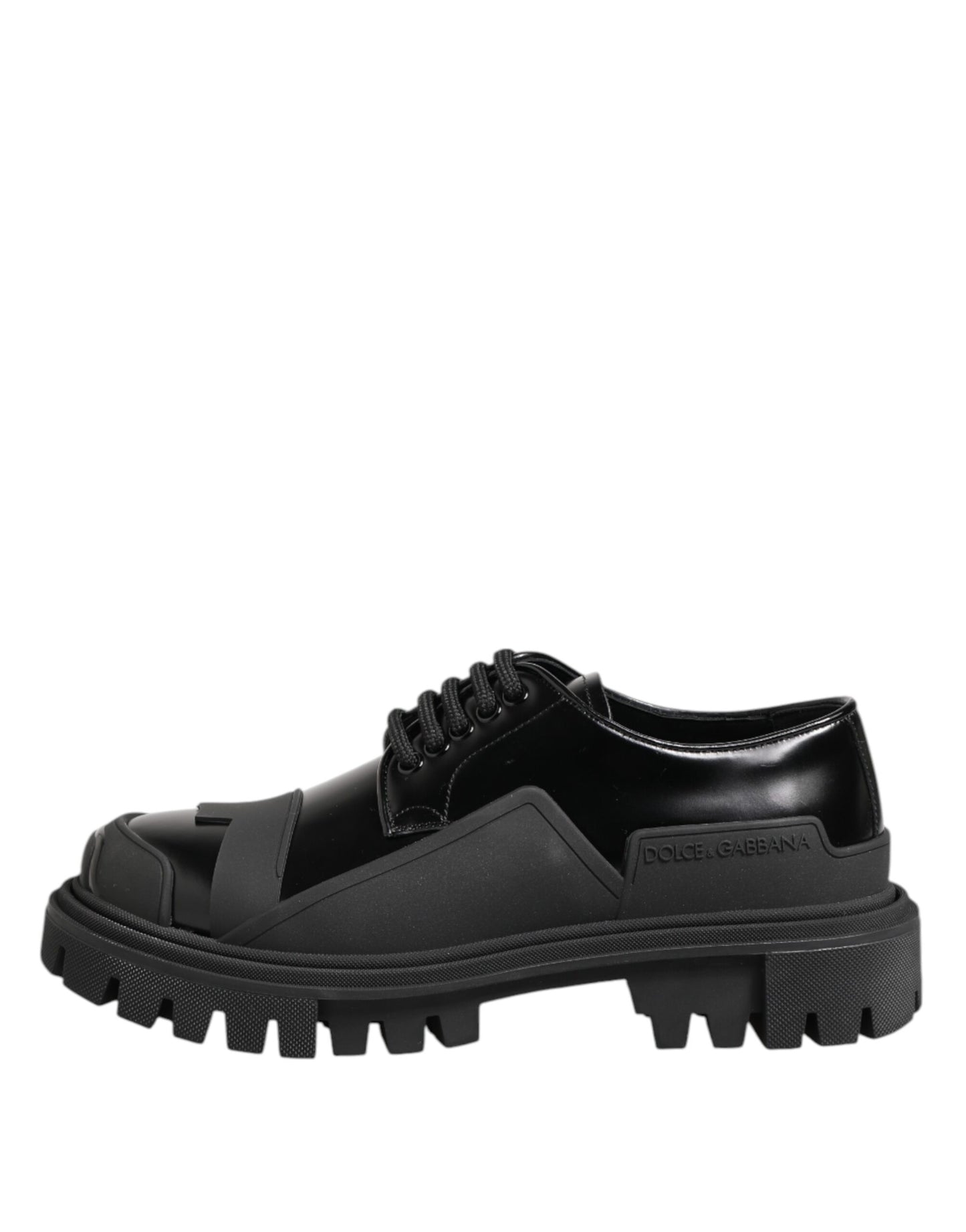 Dolce & Gabbana – Trekking-Derby-Schuhe aus schwarzem Lackleder