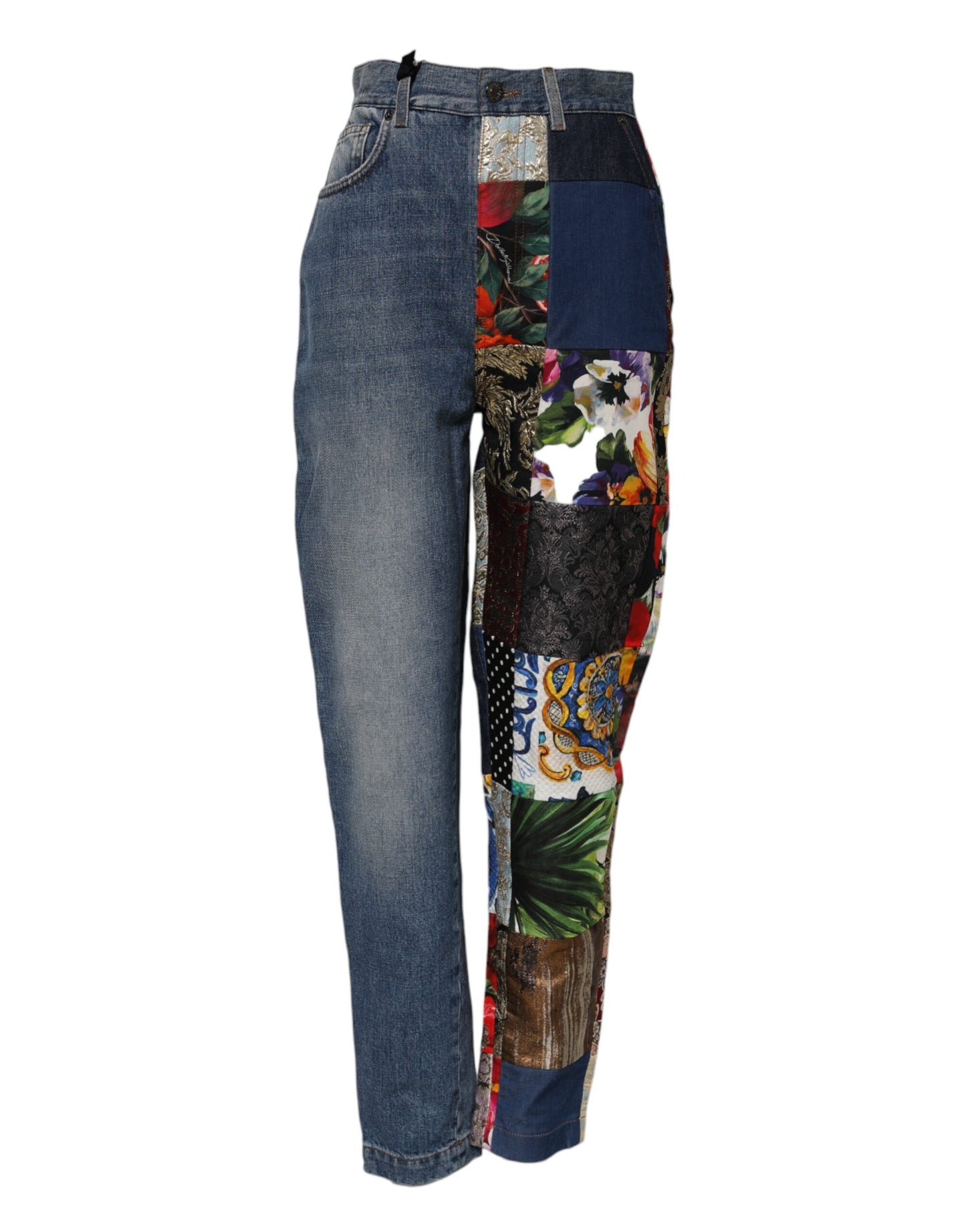 Dolce & Gabbana – Blaue AMBER Patchwork-Jeans mit hoher Taille