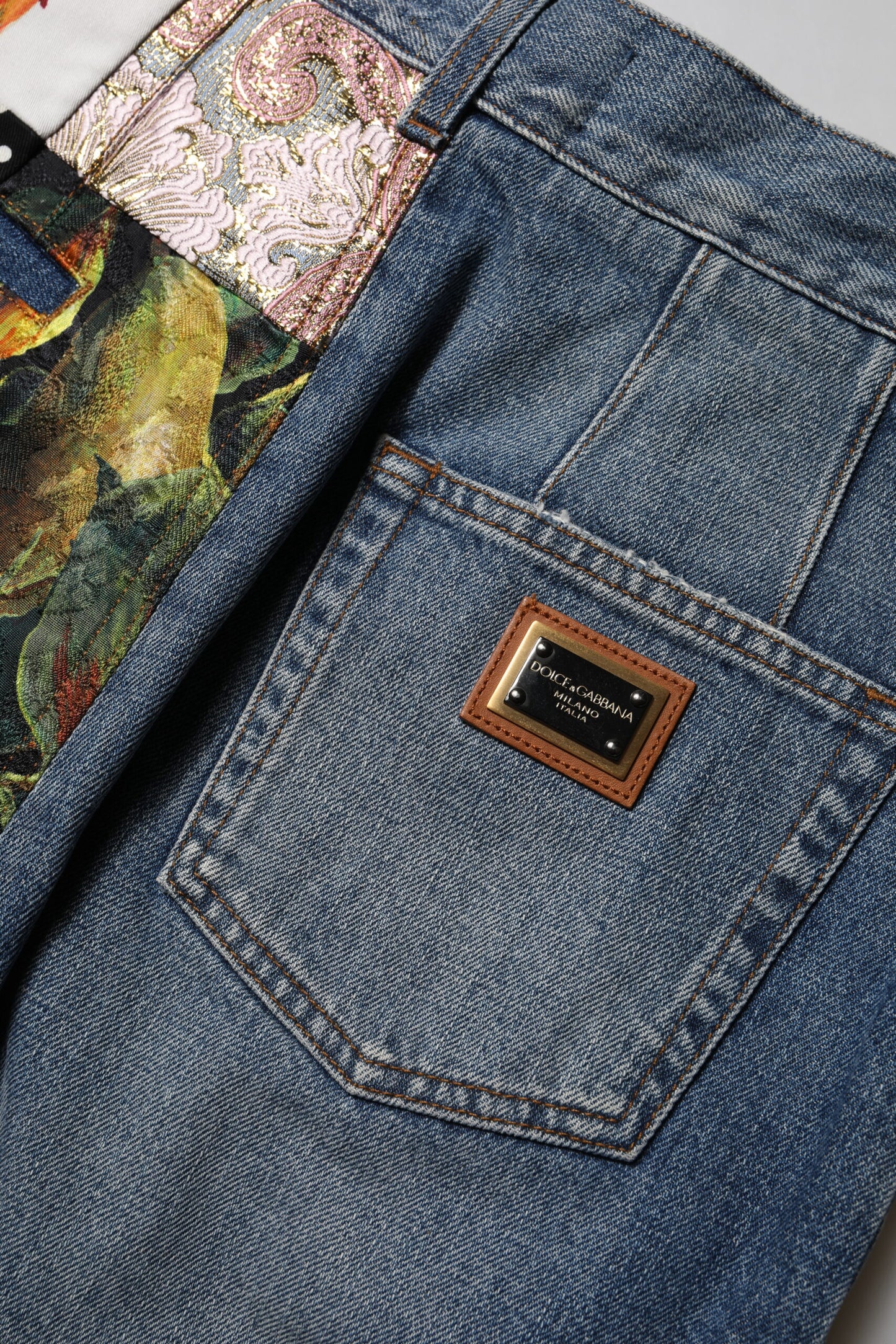 Dolce & Gabbana – Blaue AMBER Patchwork-Jeans mit hoher Taille