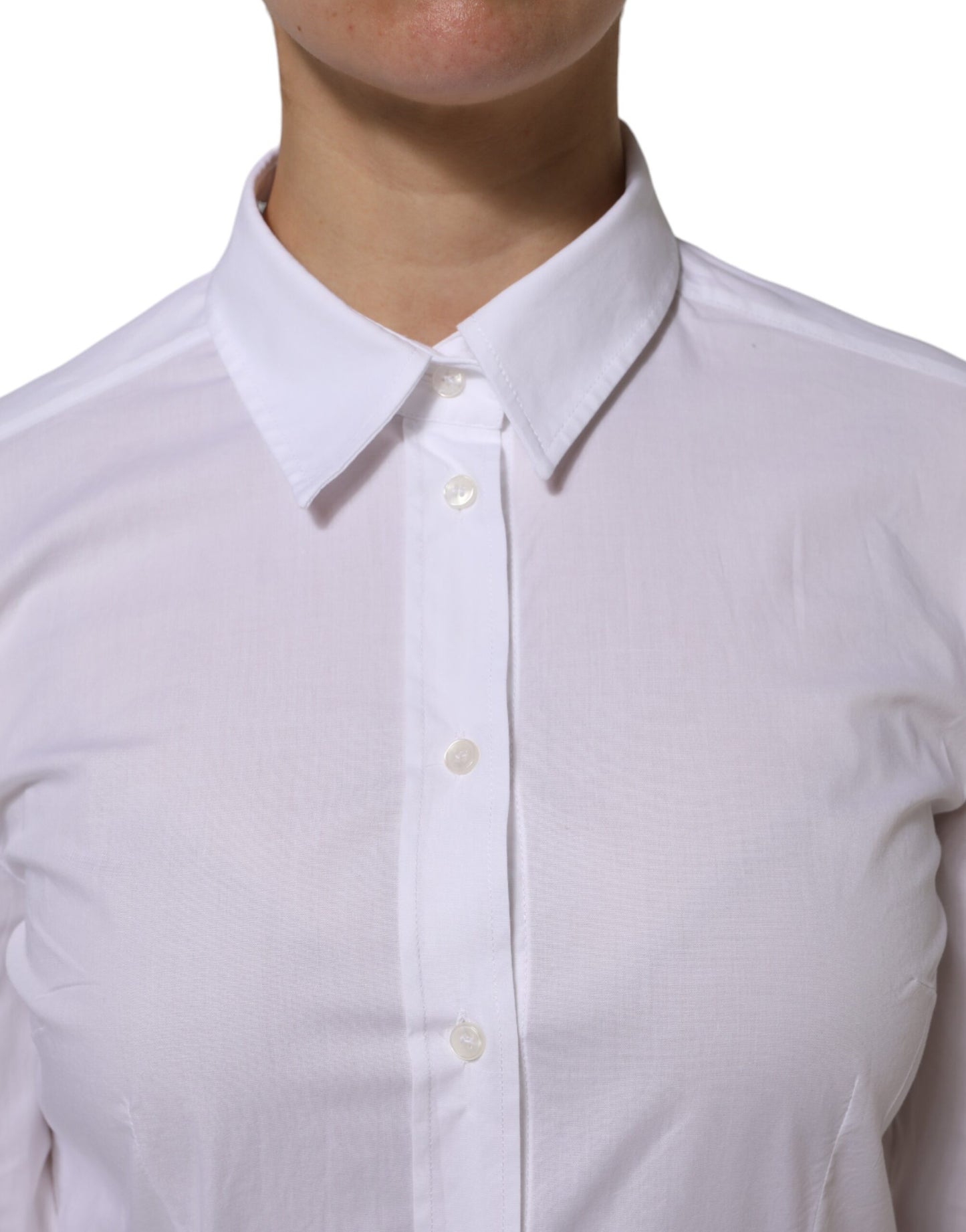 Dolce & Gabbana – Weißes Baumwoll-Oberhemd mit langen Ärmeln und Kragen