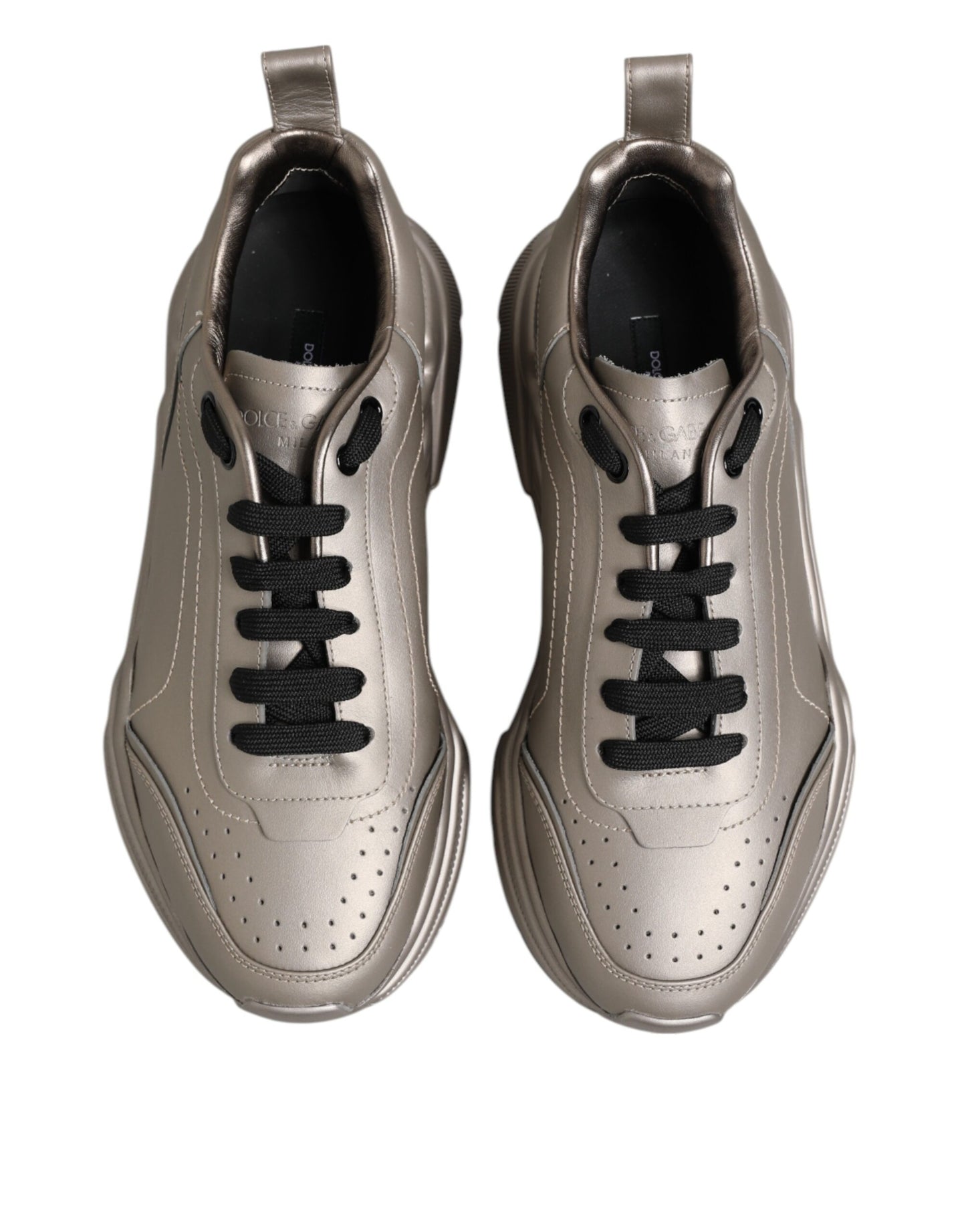 Dolce & Gabbana Silber DAYMASTER Leder Herren Sneakers Schuhe