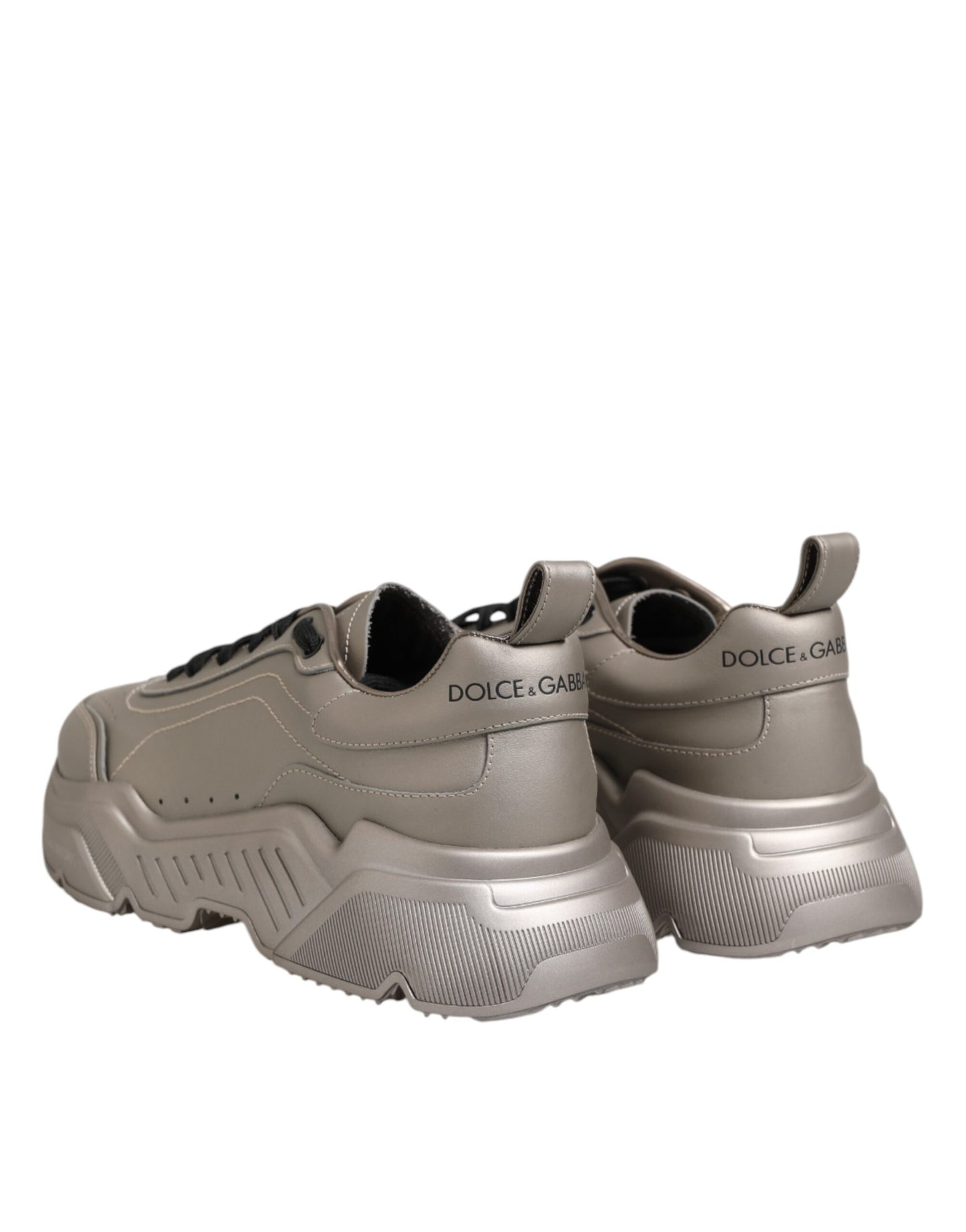 Dolce & Gabbana Silber DAYMASTER Leder Herren Sneakers Schuhe