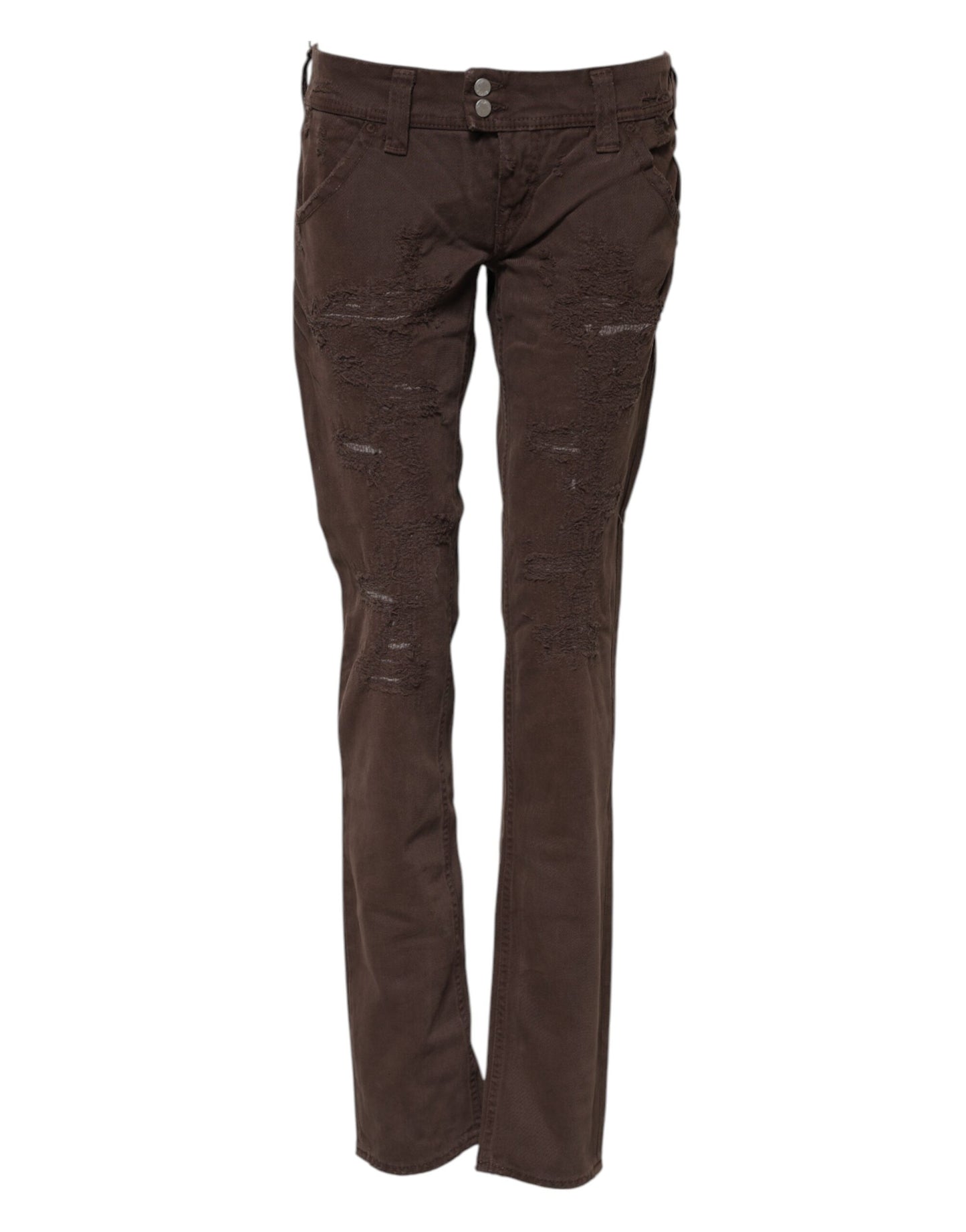 CYCLE Braune Skinny-Casual-Jeans aus Baumwolle mit niedriger Taille