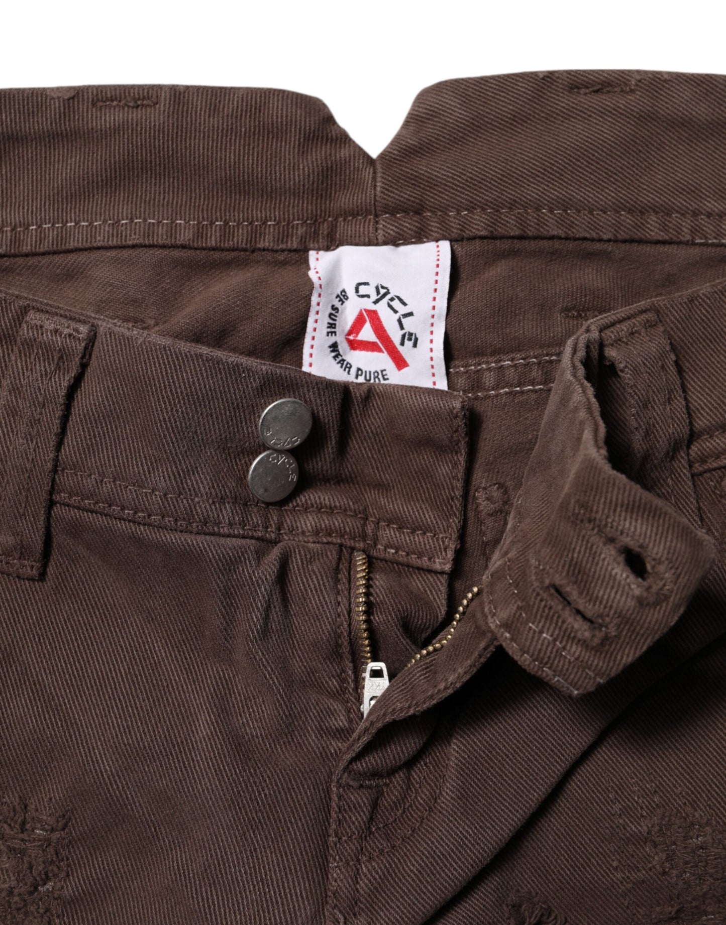 CYCLE Brown Cotton Low Waist Skinny Casual Jeans