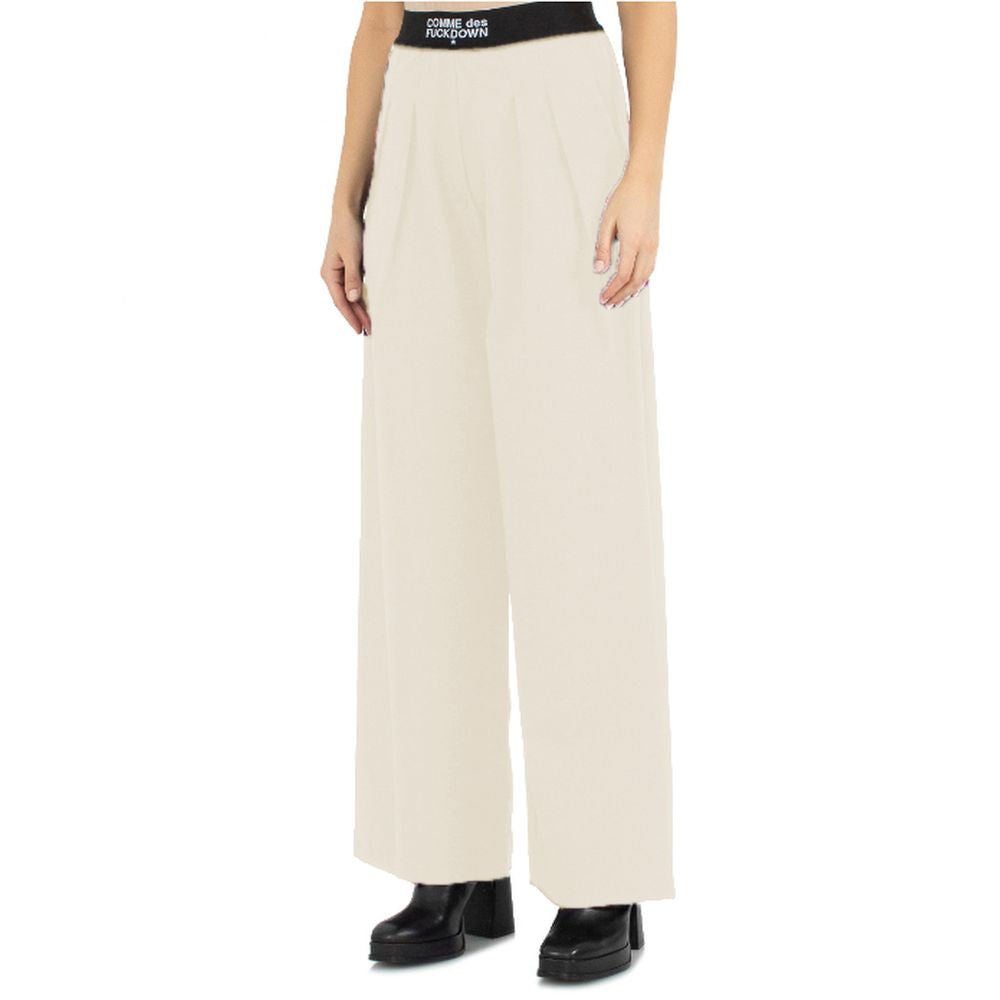 Comme Des Fuckdown Beige Polyester Women Palazzo Trousers