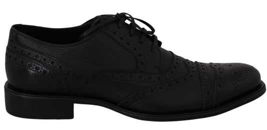 Dolce & Gabbana – Oxford-Schuhe aus blauem Leder mit Flügelkappe