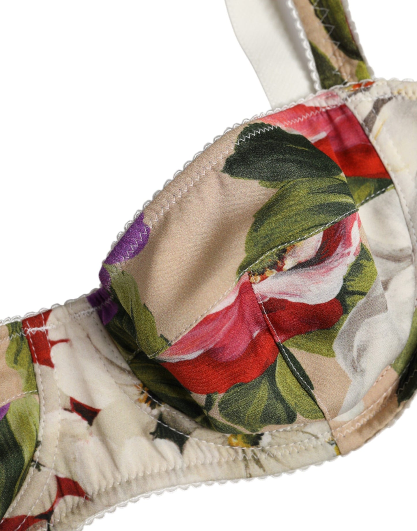 Dolce & Gabbana Beige Floral Balconette Bügel-BH Unterwäsche