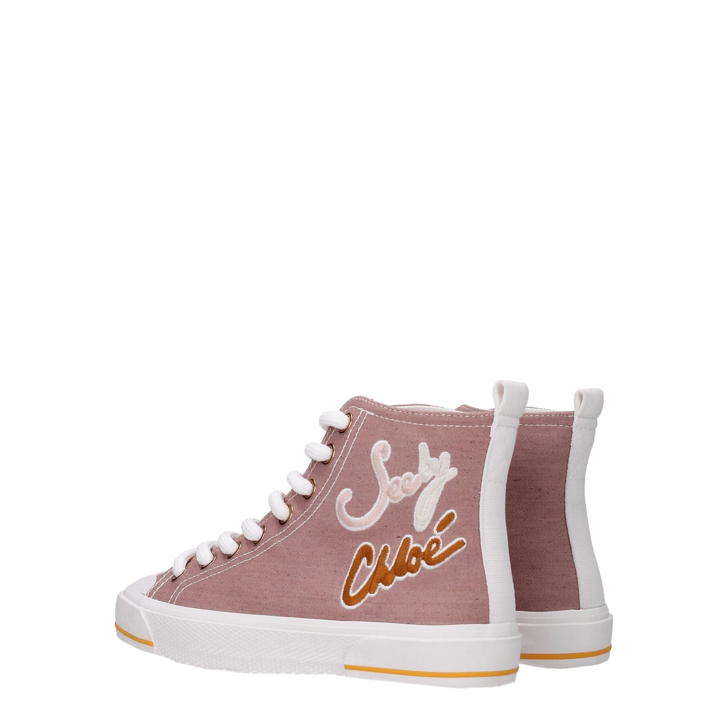 See By Chloé – Hohe Sneakers aus rosa Stoff