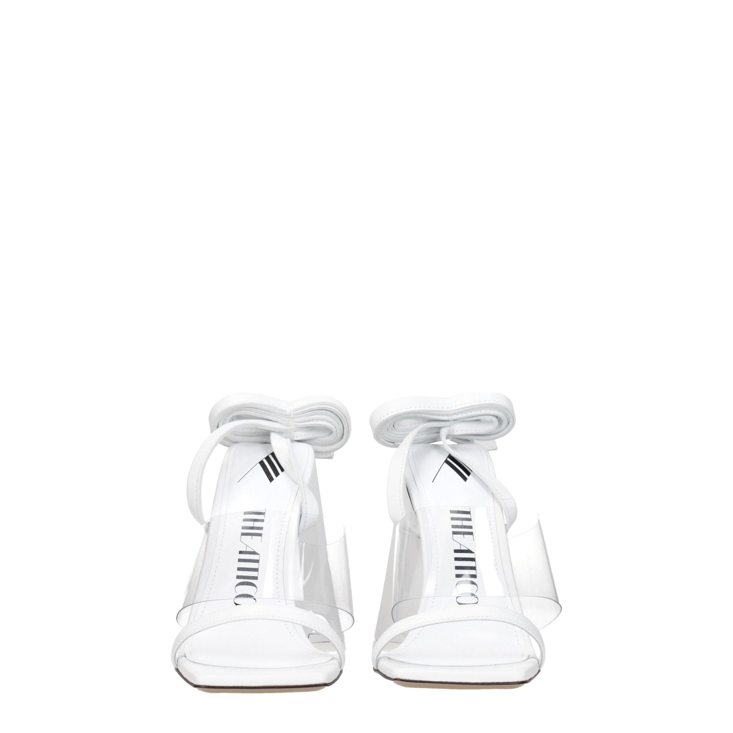 The Attico White Leather Stiletto Heel Sandals