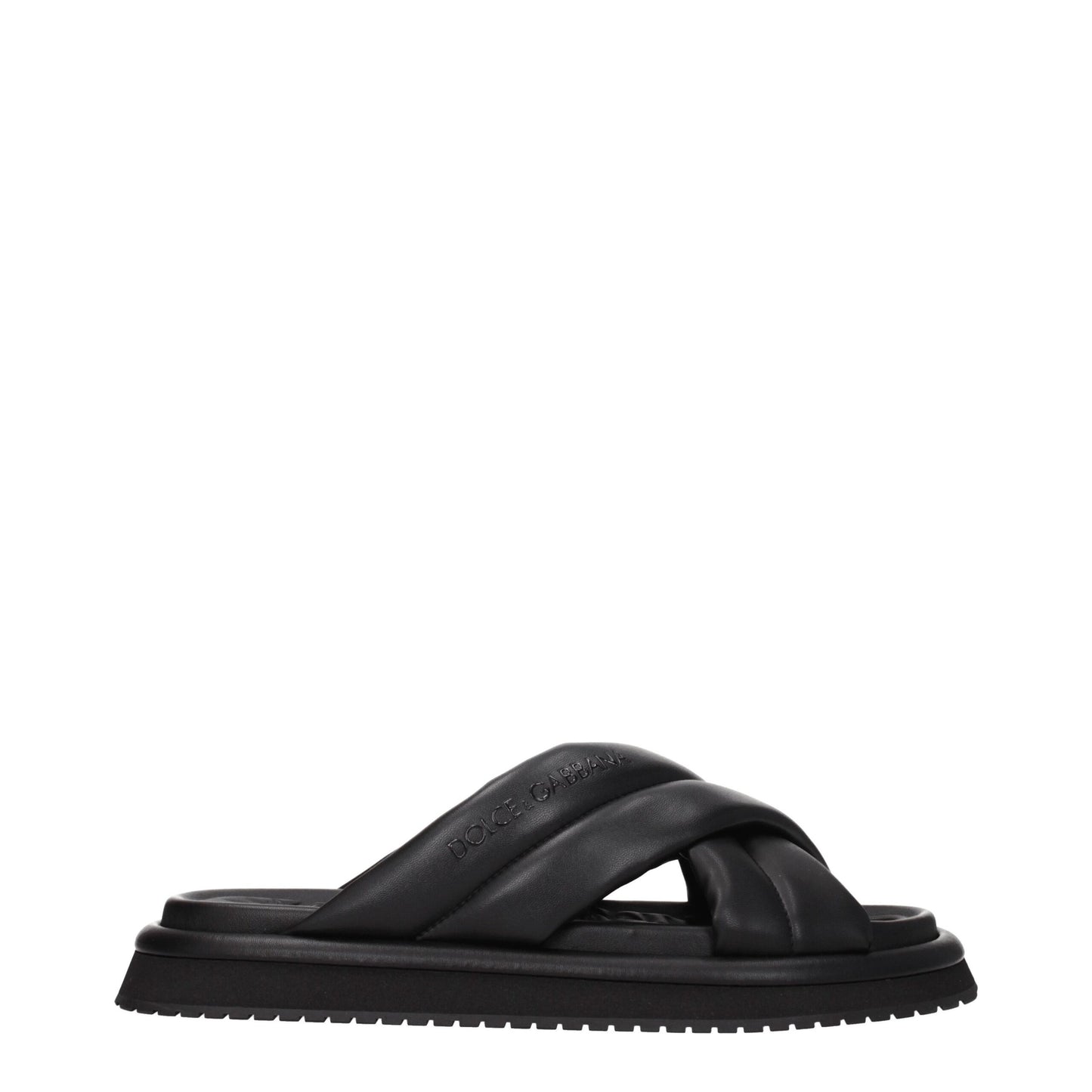 Dolce & Gabbana Black Leather Slippers