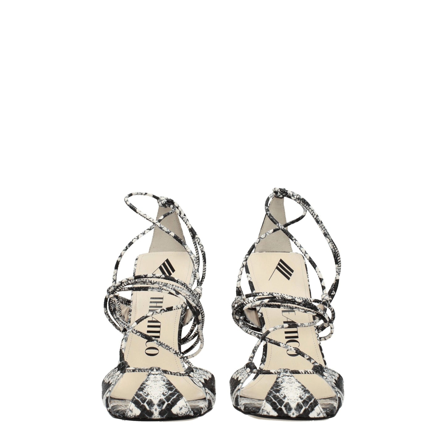 The Attico White Leather Stiletto Heel Sandals