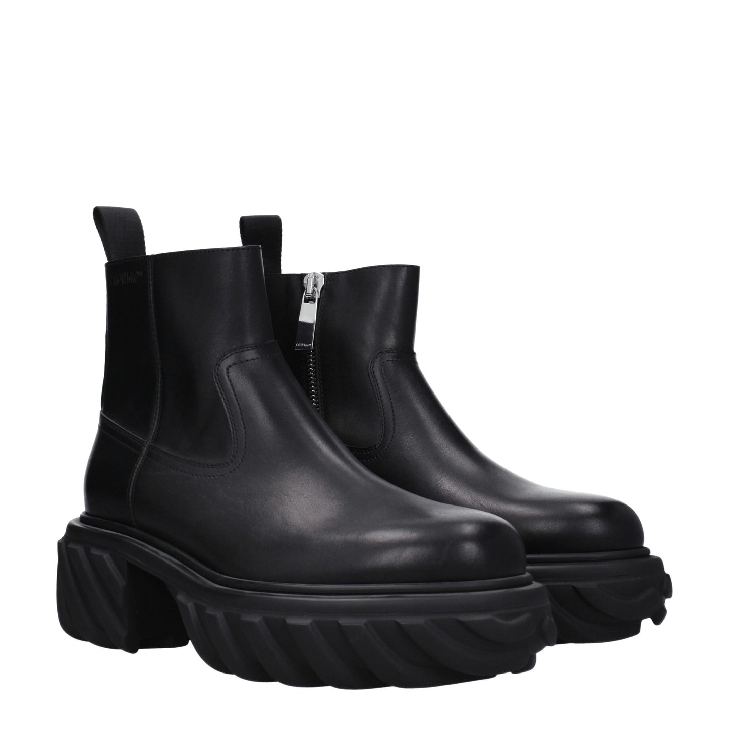 Off-White – Schwarze Lederstiefeletten