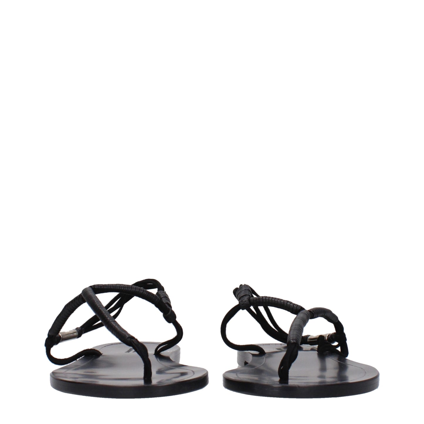 Isabel Marant Black Leather Flip-Flop Sandals