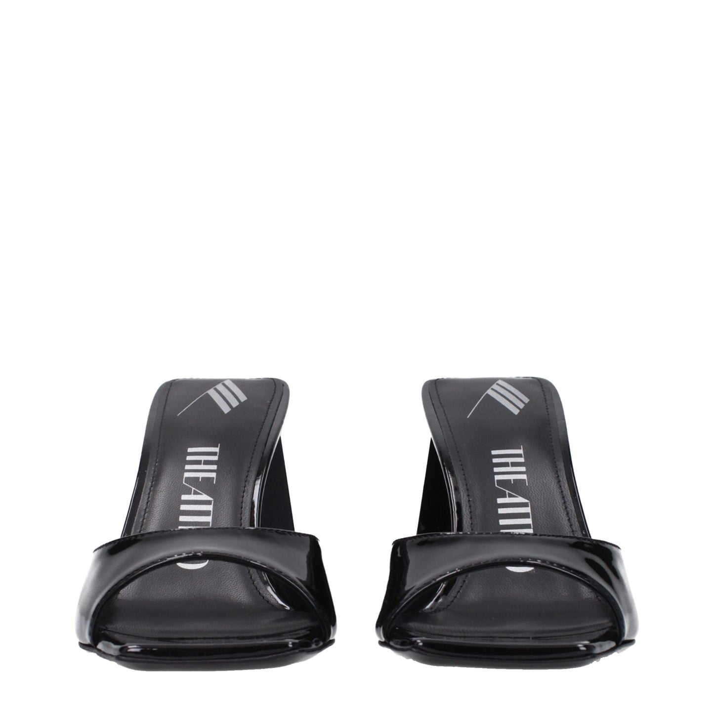 The Attico Black Leather Stiletto Heel Sandals