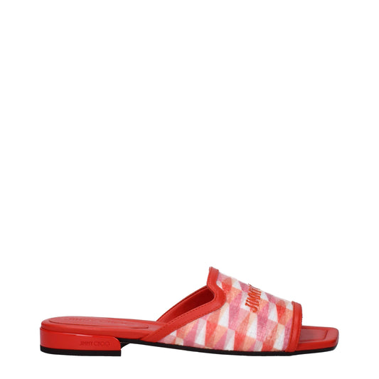 Jimmy Choo Orange Fabric Slippers