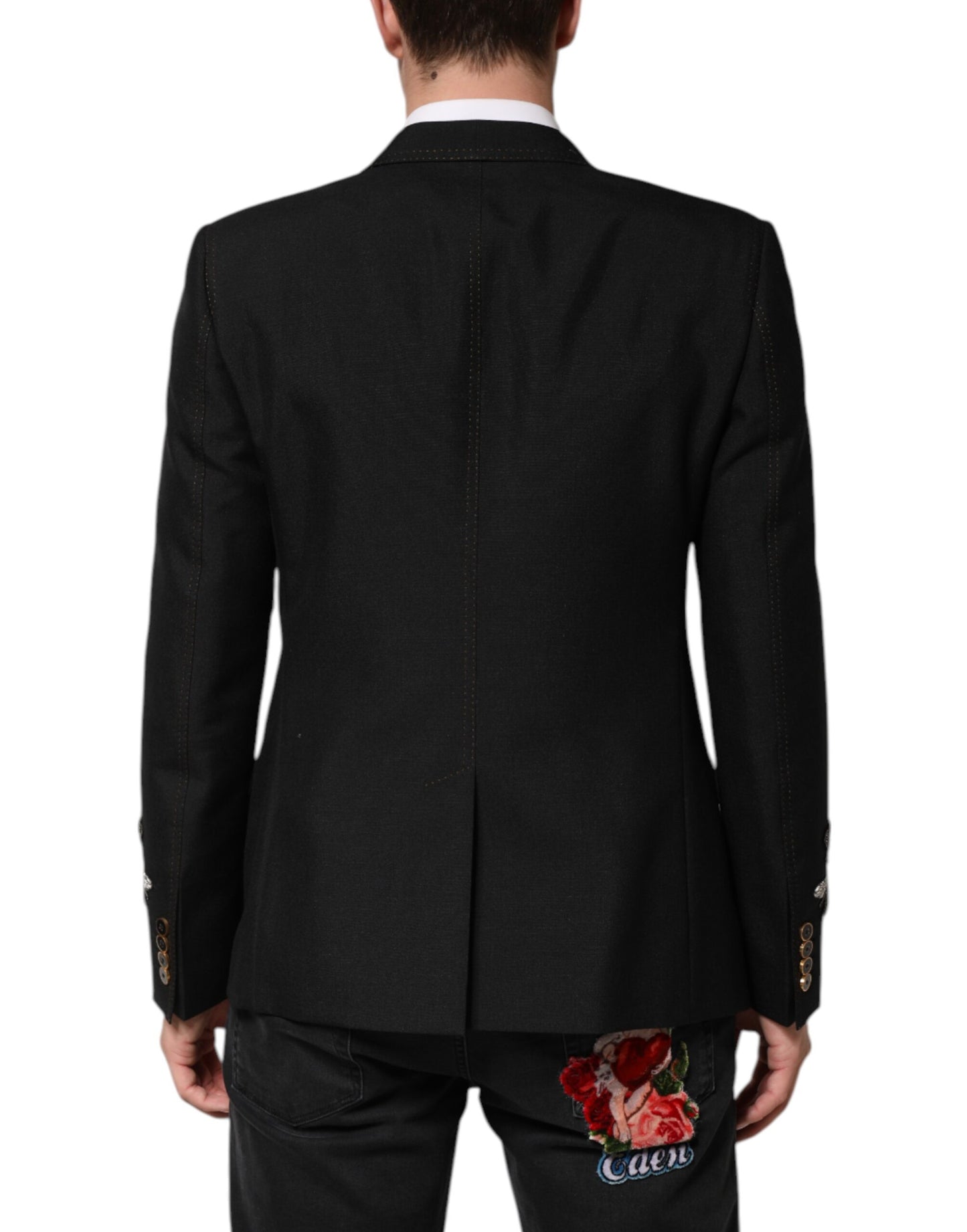 Dolce & Gabbana – Schwarzer Anzug-Blazer mit Bienenkronenverzierung