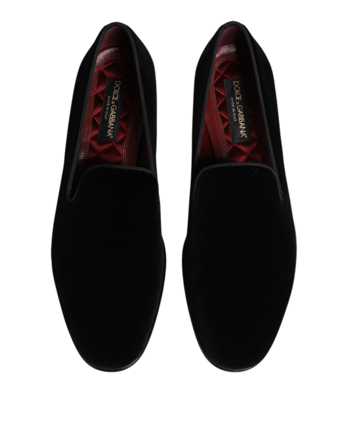 Dolce & Gabbana Black Velvet Slip On Loafers Men Formal Shoes