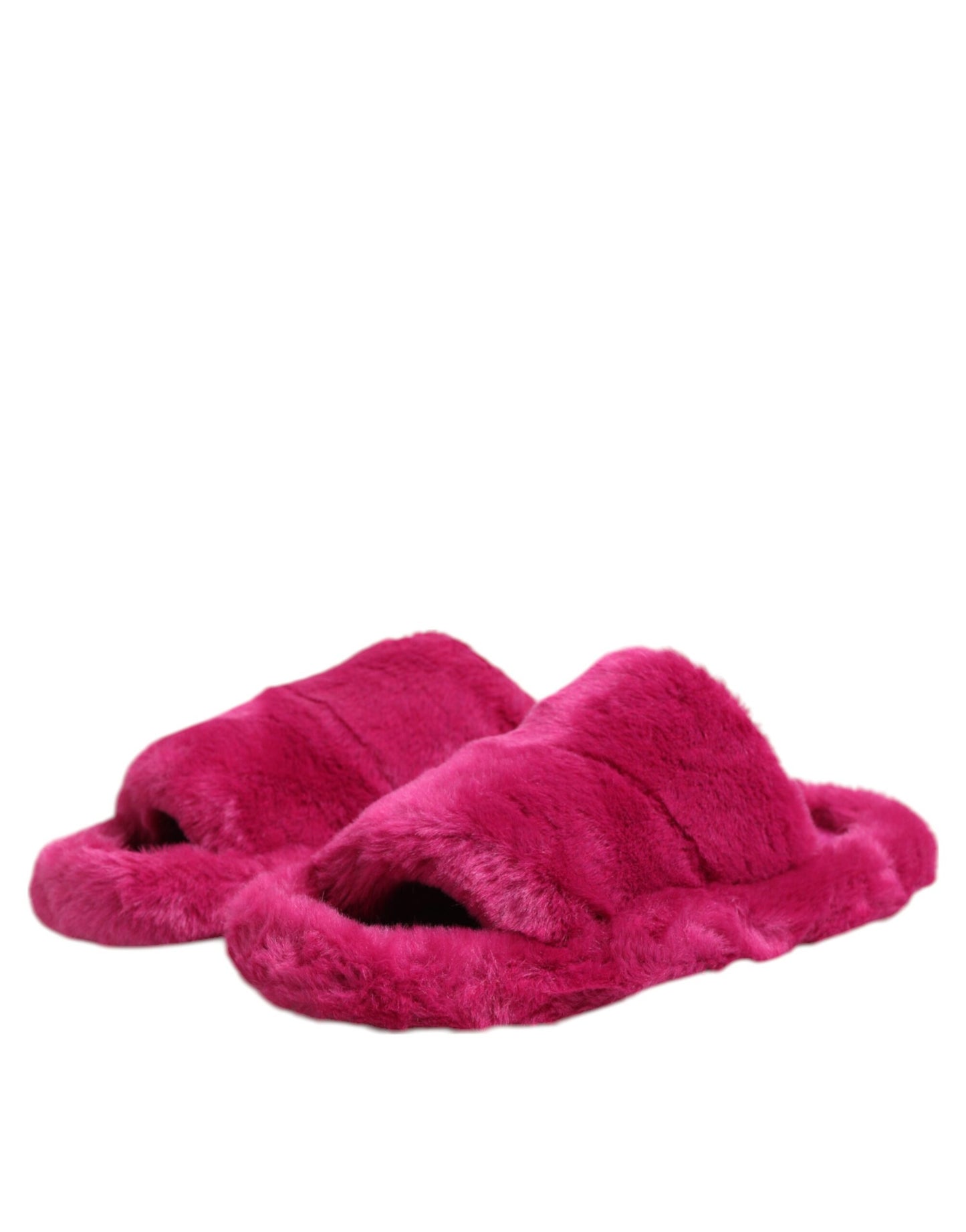 Dolce & Gabbana Pink Acryl Kunstfell Herren Flats Sandalen Schuhe