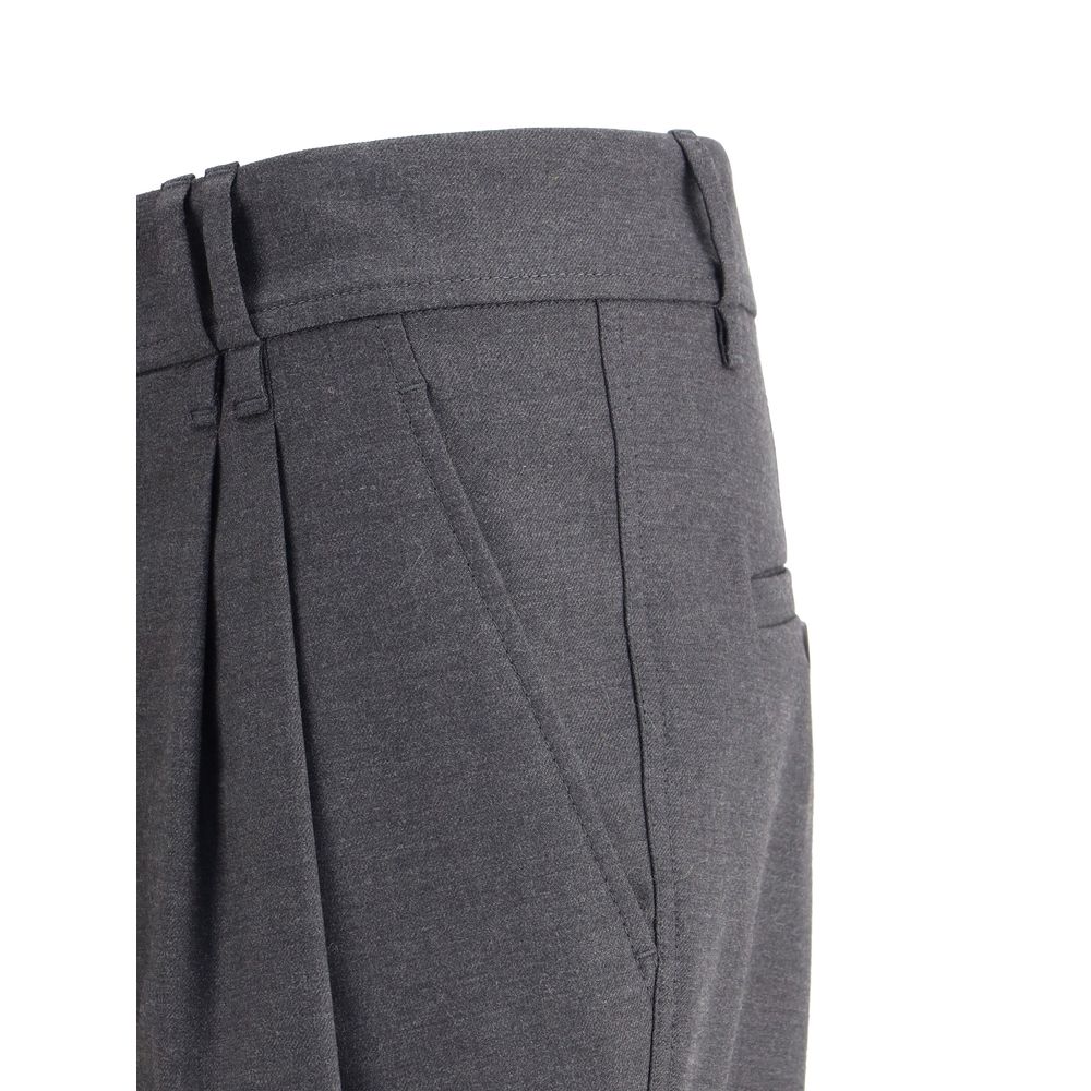 Brunello Cucinelli Yellow Fleece Wool Casual Pants