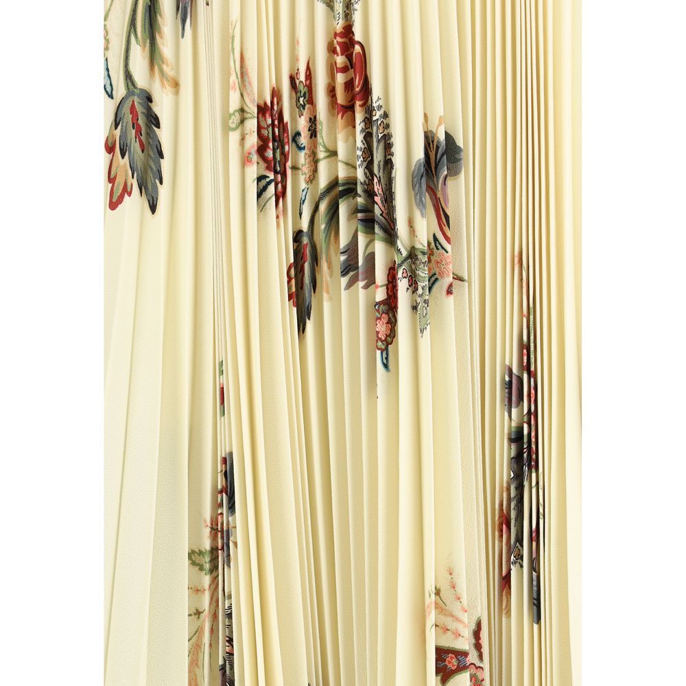 Etro Yellow Polyester Midi Skirt