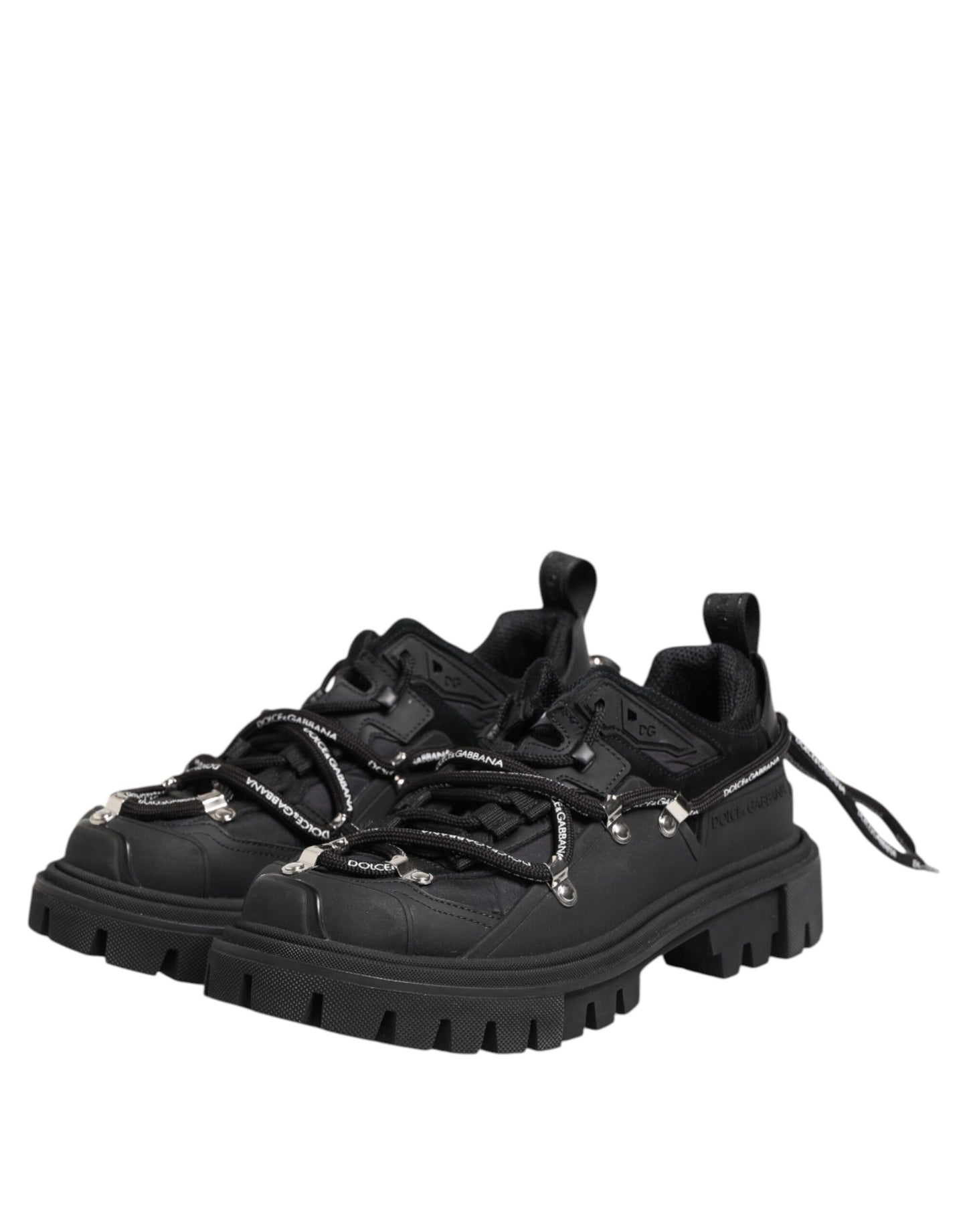 Dolce & Gabbana – Schwarze Trekking-Sneaker mit niedrigem Schnürverschluss