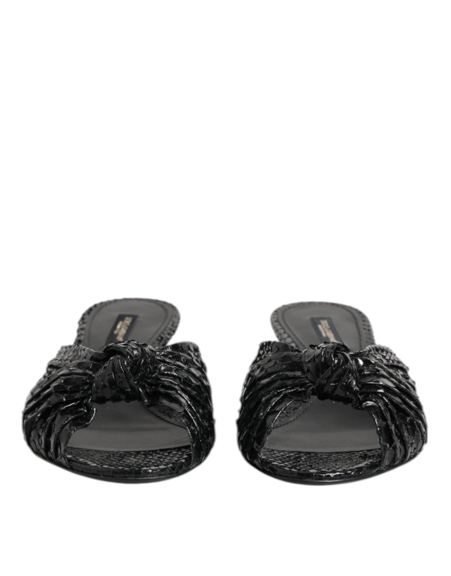 Dolce & Gabbana Schwarze Leder Heels Slides Sandalen Schuhe