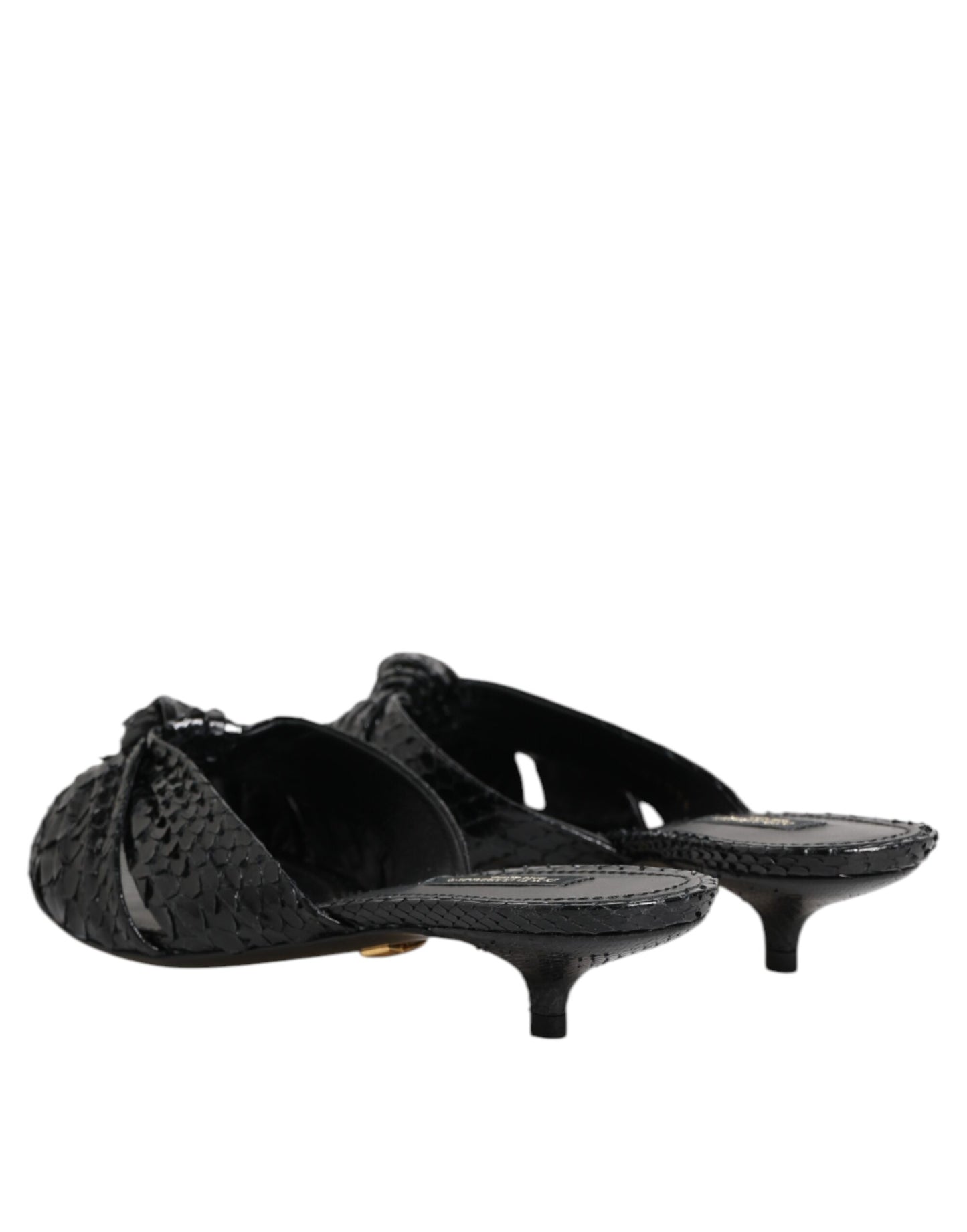 Dolce & Gabbana Schwarze Leder Heels Slides Sandalen Schuhe